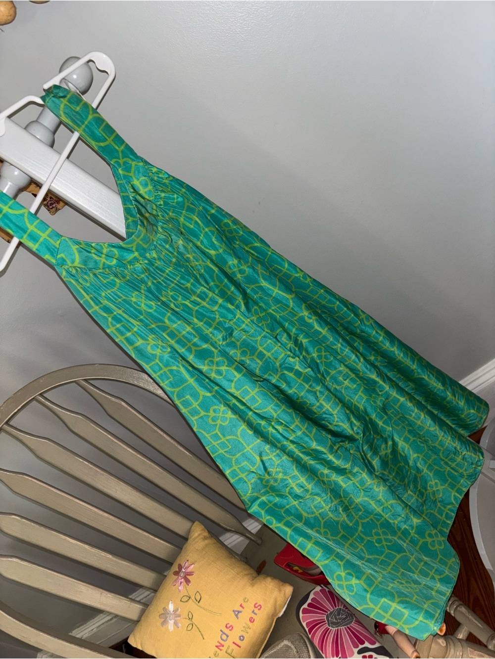 Milly cabana. Sz Sm Teal & Lime Geometric Swim Coverup
